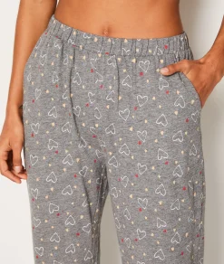 Etam Pantalon de pyjama en coton à cœurs ANTHRACITE Best Sale