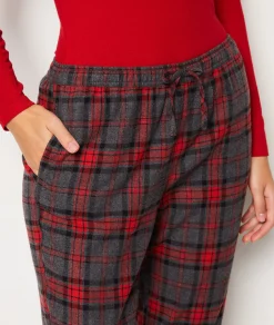Etam Pantalon de pyjama en coton à carreaux GRIS Shop