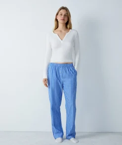 Etam Pantalon de pyjama en coton à rayures BLEU Shop