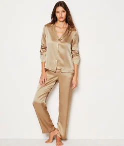 Etam Pantalon de pyjama en soie SAUMONPECHE Sale