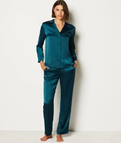 Etam Pantalon de pyjama satiné VERT Outlet