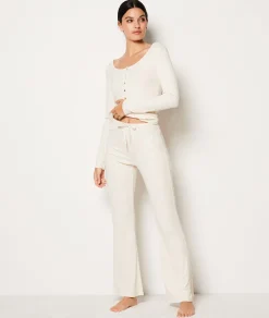 Etam Pantalon de pyjama évasé pailleté ECRU Cheap