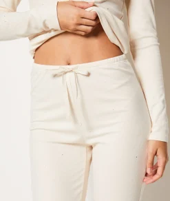 Etam Pantalon de pyjama évasé pailleté ECRU Cheap