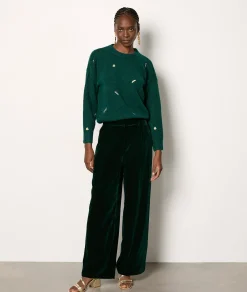 Etam Pantalon fluide en velours VERTSAPIN Discount