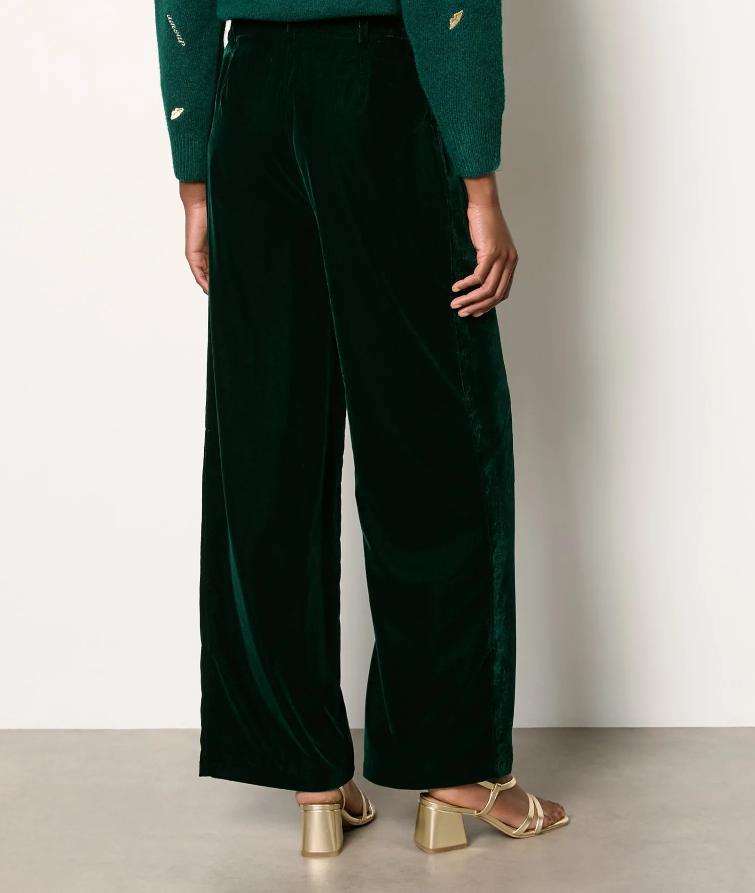 Etam Pantalon fluide en velours VERTSAPIN Discount