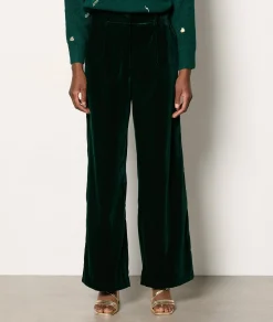 Etam Pantalon fluide en velours VERTSAPIN Discount