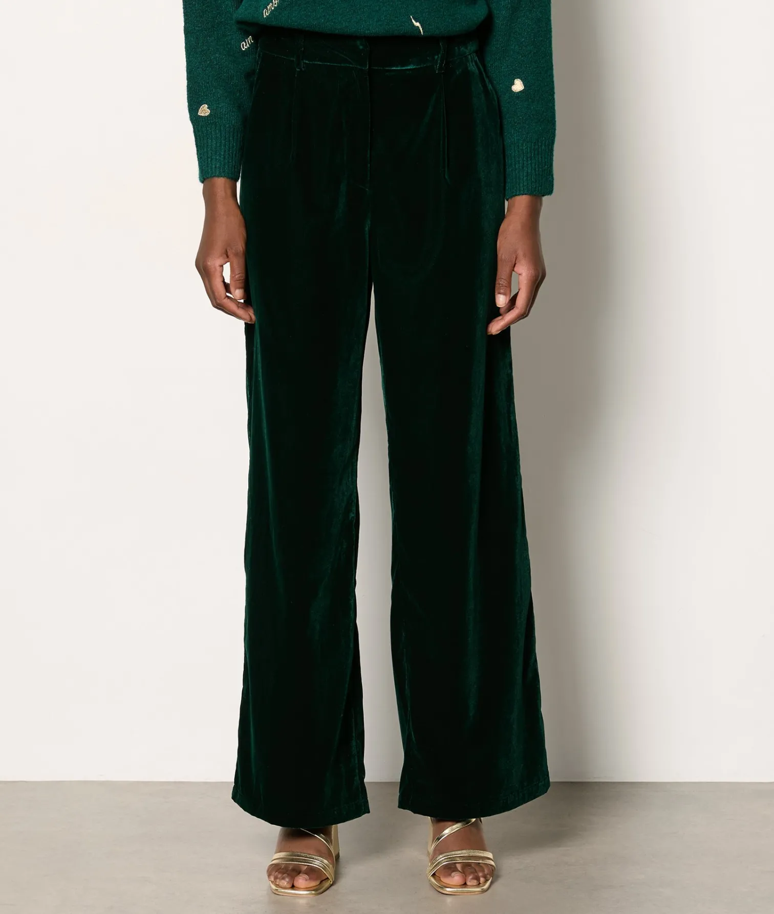 Etam Pantalon fluide en velours VERTSAPIN Discount