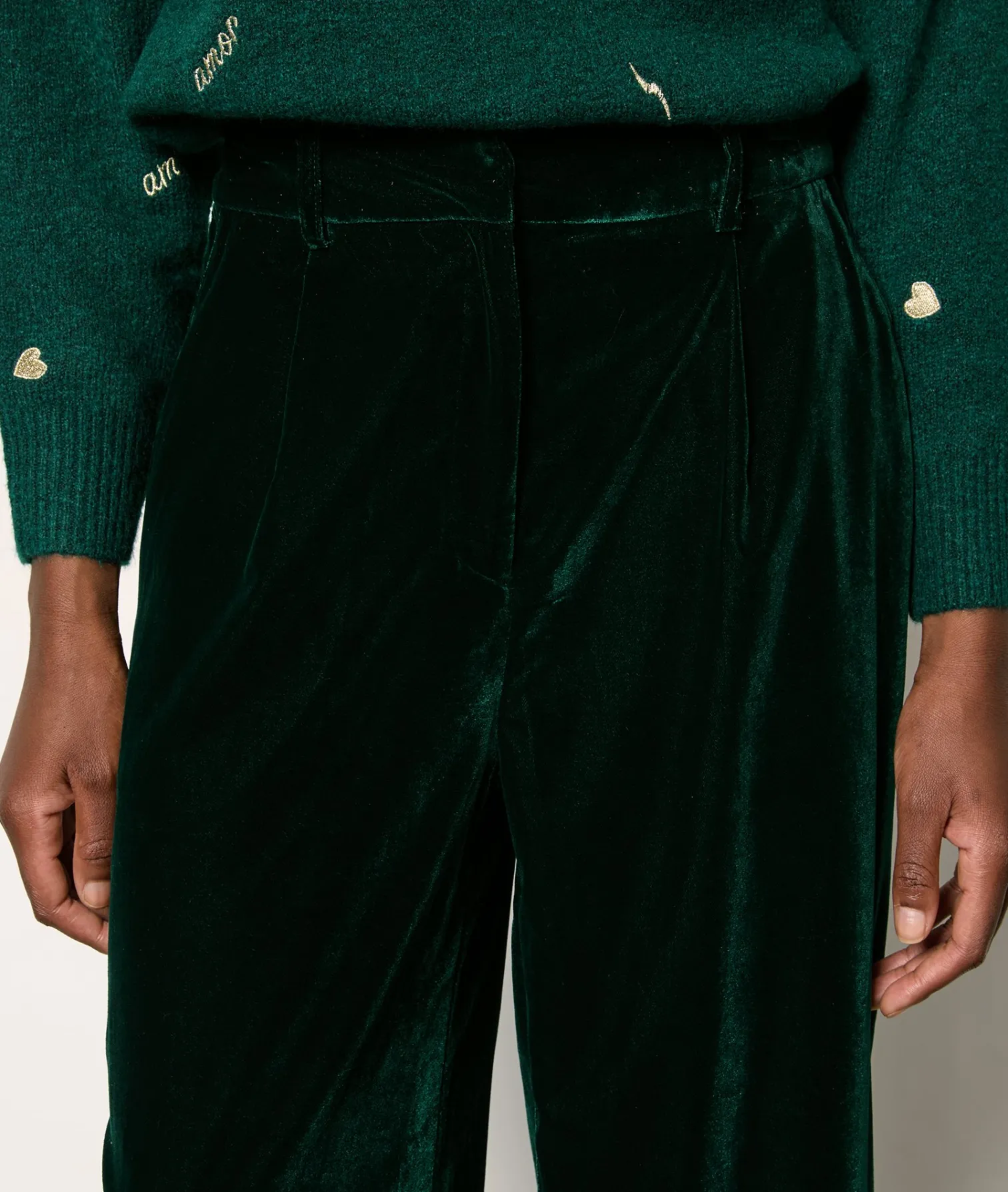 Etam Pantalon fluide en velours VERTSAPIN Discount
