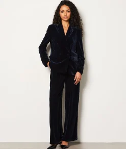 Etam Pantalon fluide en velours BLEUNUIT Discount