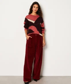 Etam Pantalon large côtelé BORDEAUXGRENAT Cheap