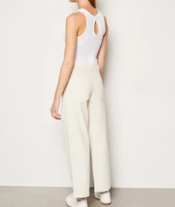 Etam Pantalon velours en coton coupe large ECRU Best