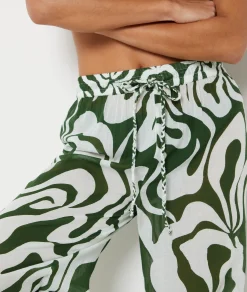 Etam Patterned Cotton Beach Trousers WHITE Hot