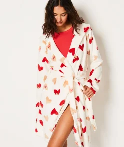 Etam Peignoir polaire à cœurs ECRU Fashion