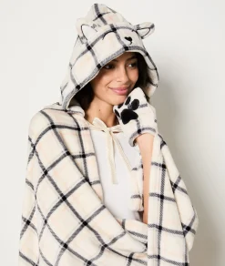 Etam Plaid cape en polaire à carreaux IMPFDECRU Hot