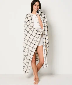 Etam Plaid cape en polaire à carreaux IMPFDECRU Hot