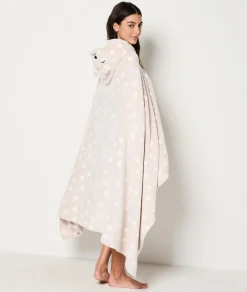 Etam Plaid cape en polaire à motifs cœur ECRU Cheap