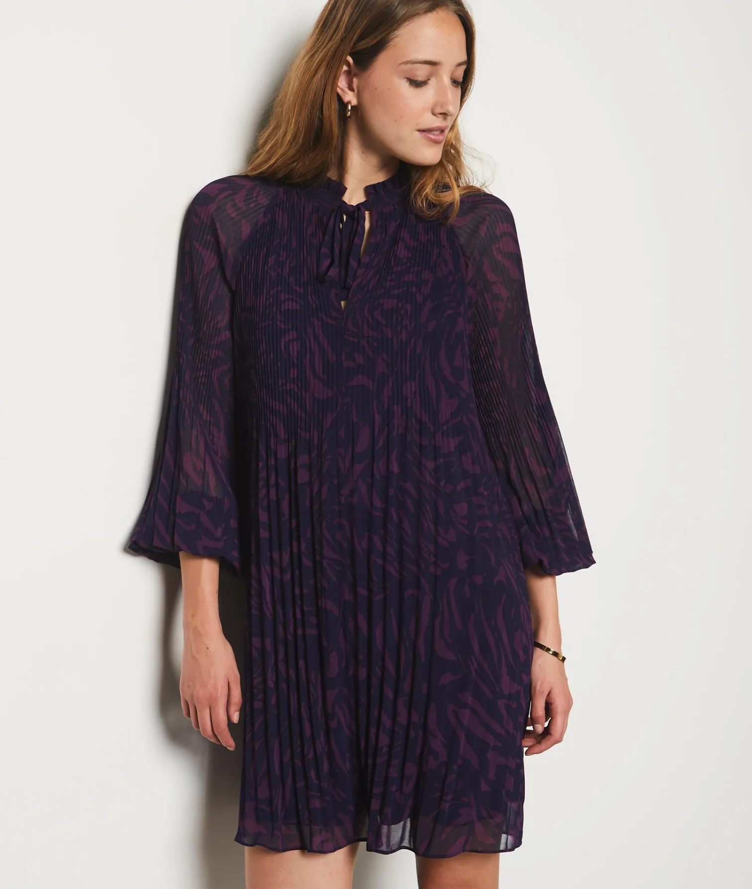 Etam Pleated Short Dress VIOLETPRINTEDIMP. Fashion