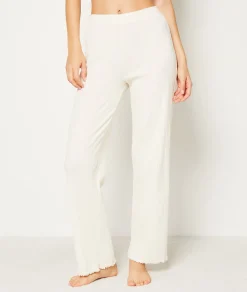 Etam Pointelle Knit Pyjama Trousers WHITE Cheap