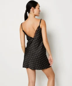 Etam Polka Dot Satin Nightdress with Lace Details IMPFDBLACK Sale