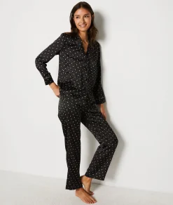 Etam Polka Dot Satin Nightshirt IMPFDBLACK Clearance