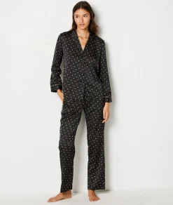 Etam Polka Dot Satin Nightshirt IMPFDBLACK Clearance