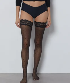 Etam Polka Dot Stockings BLACK Flash Sale