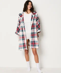 Etam Poncho à carreaux ECRU Fashion