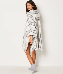 Etam Poncho polaire à carreaux GRIS Store