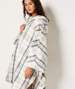 Etam Poncho polaire à carreaux GRIS Store