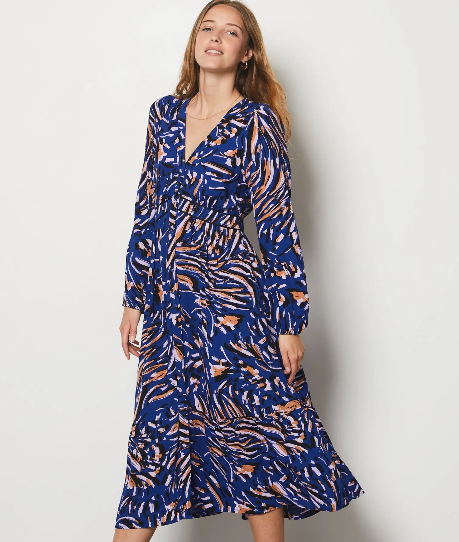Etam Printed Maxi Dress MARINEIMPFD Online