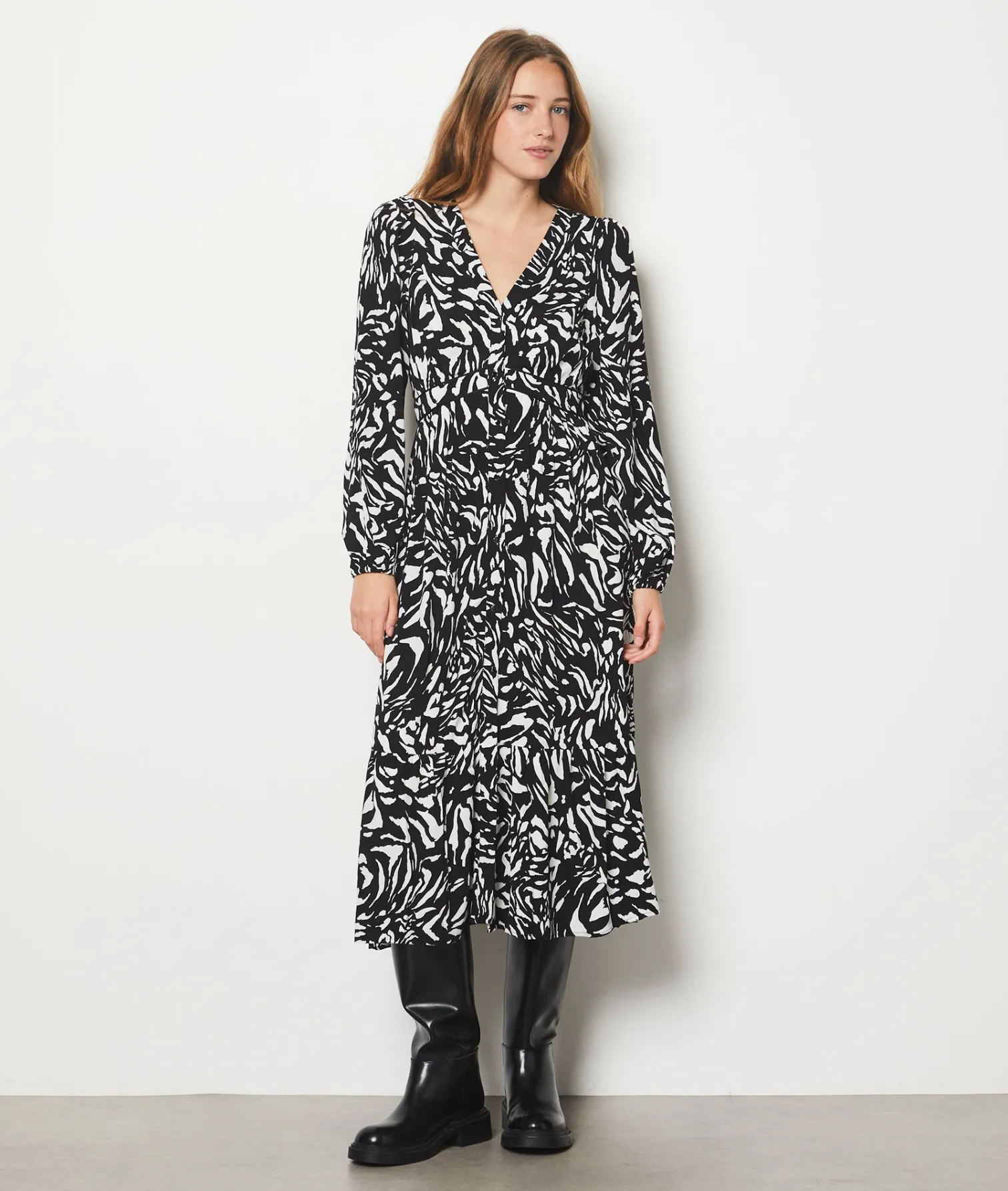 Etam Printed Maxi Dress IMPFDBLACK Flash Sale