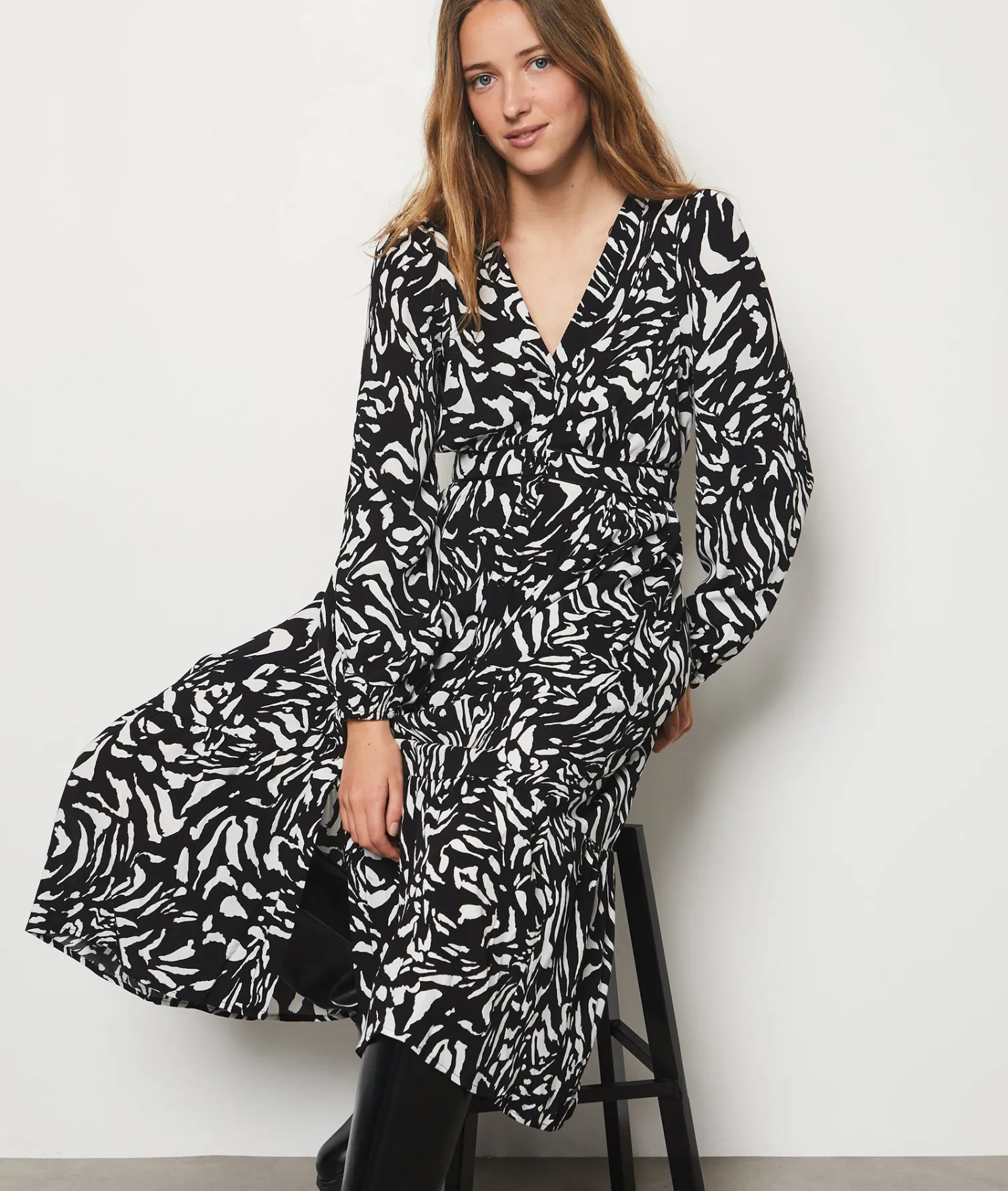 Etam Printed Maxi Dress IMPFDBLACK Flash Sale