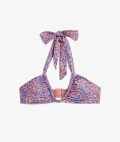 Etam Printed Tie-Front Strapless Bikini Top IMPFDMAUVE. Fashion