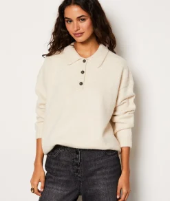 Etam Pull col boutonné ECRU Discount
