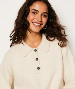 Etam Pull col boutonné ECRU Discount