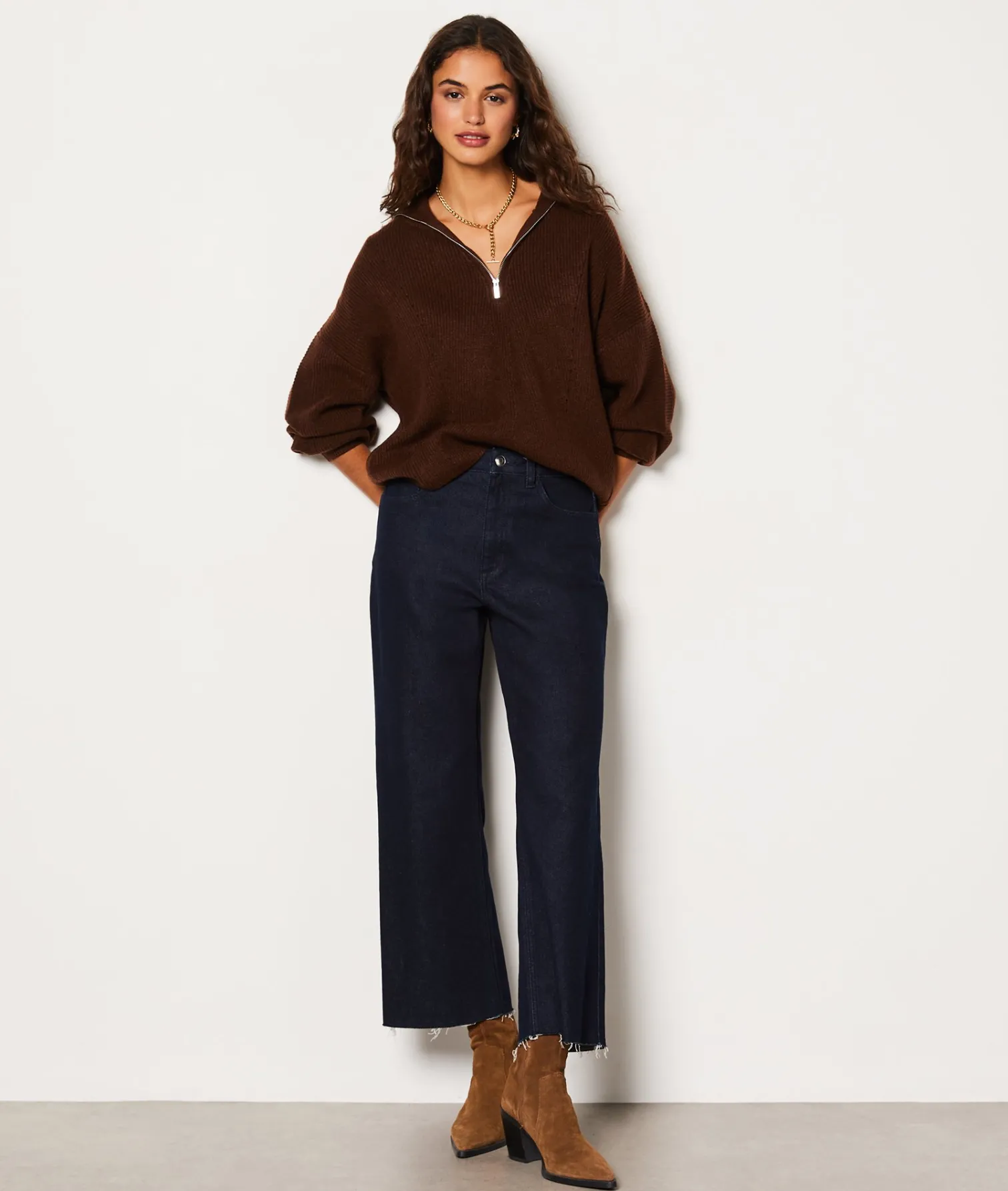 Etam Pull col camionneur MARRON Shop
