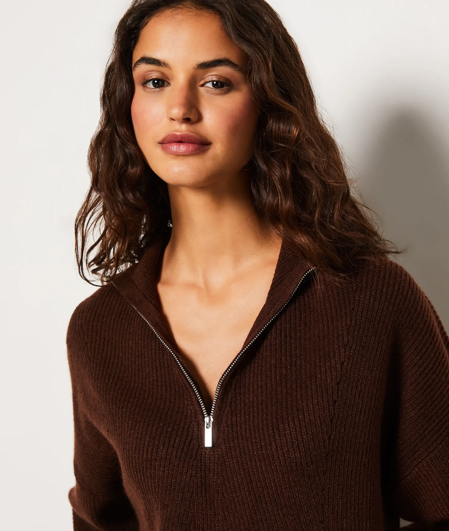 Etam Pull col camionneur MARRON Shop