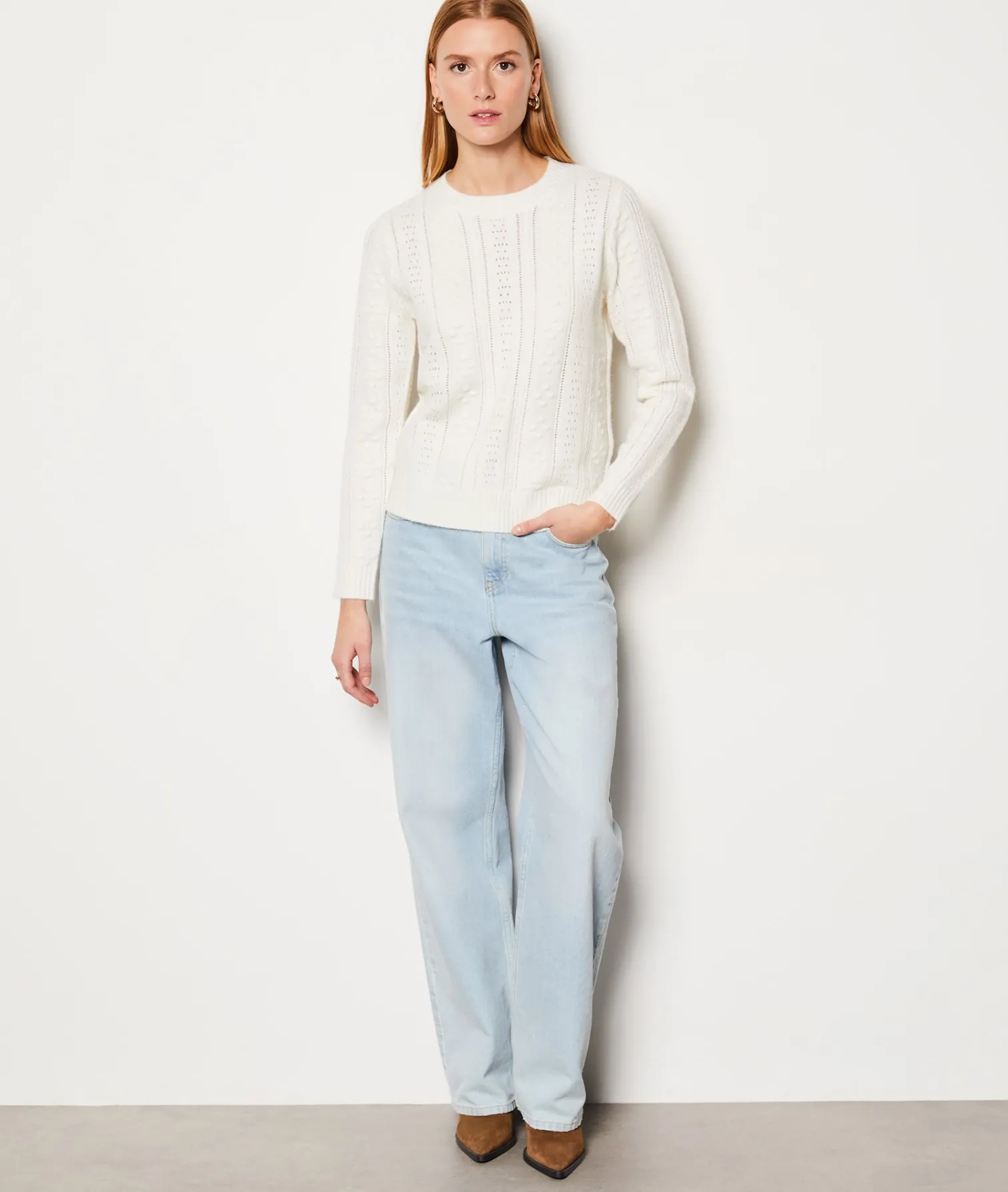 Etam Pull col rond ECRU Fashion