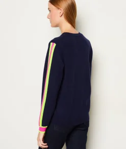 Etam Pull col rond 100% cachemire patch MARINE Hot