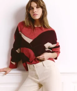 Etam Pull col rond à motifs BORDEAUXGRENAT Shop
