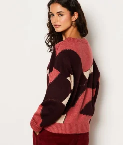 Etam Pull col rond à motifs BORDEAUXGRENAT Shop