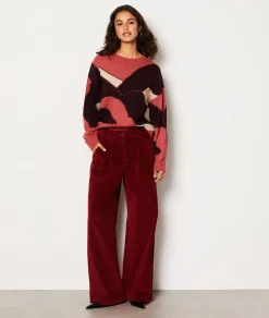 Etam Pull col rond à motifs BORDEAUXGRENAT Shop