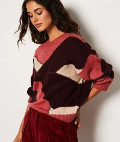 Etam Pull col rond à motifs BORDEAUXGRENAT Shop