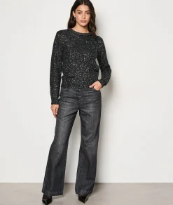 Etam Pull col rond à paillettes NOIR Flash Sale
