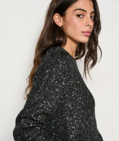 Etam Pull col rond à paillettes NOIR Flash Sale