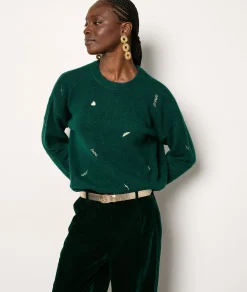 Etam Pull col rond brodé VERTSAPIN Flash Sale