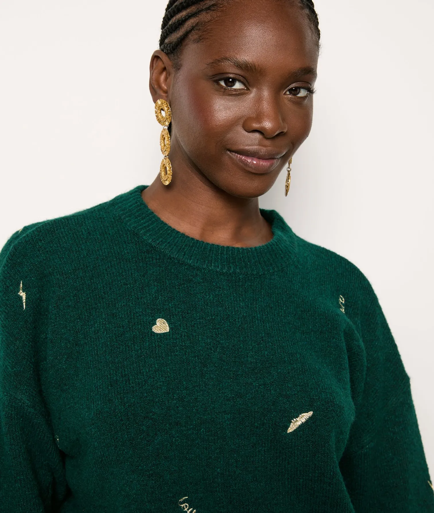 Etam Pull col rond brodé VERTSAPIN Flash Sale