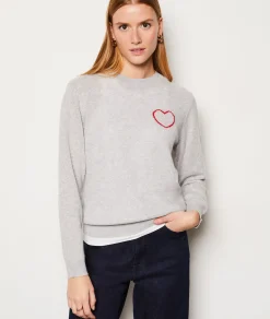 Etam Pull col rond cachemire détail cœur ARGENT Cheap