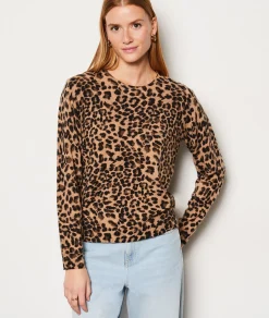 Etam Pull col rond cachemire léopard MARRON Outlet
