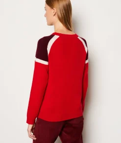 Etam Pull col rond cachemire patch épaules ROUGE Fashion